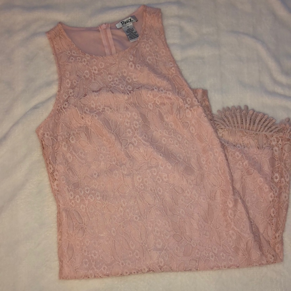 Pink lace cocktail dress